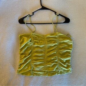 Free People Chartreuse Ruched Camisole